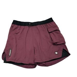 YoungLA MENS ATHLETIC WORKOUT GYM SHORTS LOGO BURGUNDY SZ M ATHLEISURE